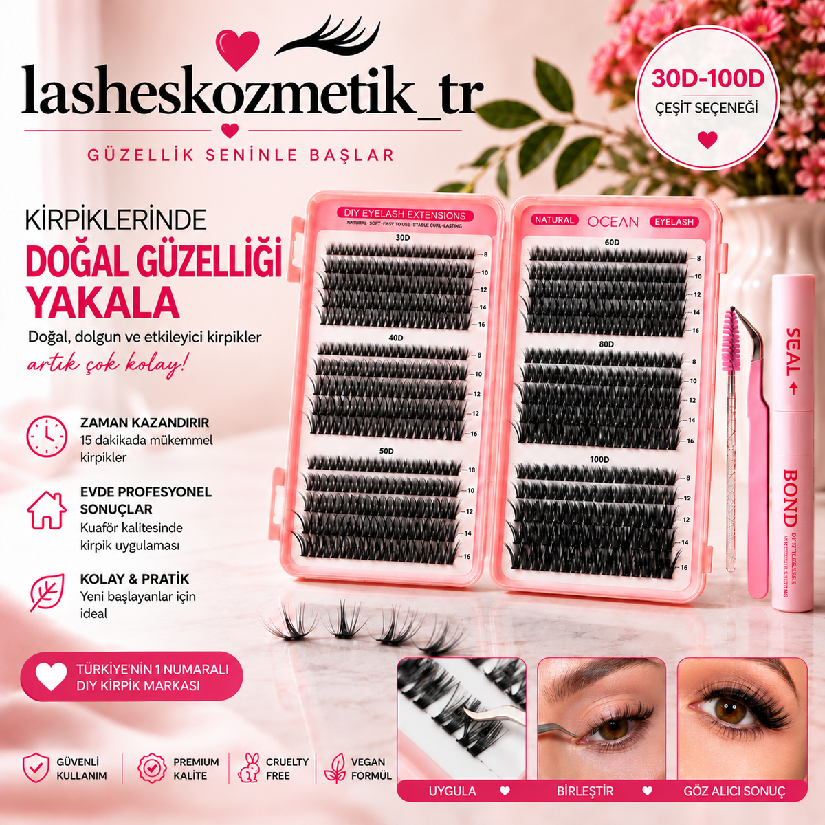 Lasheskozmetik_tr  Evde Uygulanabilir İpek Kirpik Kiti